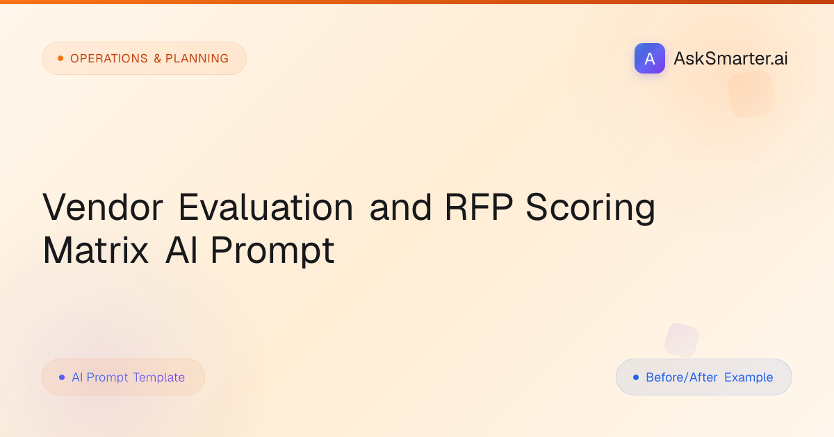 Vendor Evaluation RFP AI Prompt | AskSmarter.ai